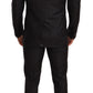 Elegant Black Striped Wool Three-Piece Suit
