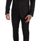 Elegant Black Striped Wool Three-Piece Suit