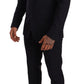Elegant Dark Blue Three Piece Wool Blend Suit