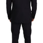 Elegant Dark Blue Three Piece Wool Blend Suit