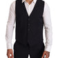 Elegant Dark Blue Three Piece Wool Blend Suit