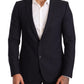 Sumptuous Blue Patterned Martini Suit