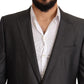 Elegant Gray Martini Slim Fit Silk-Wool Suit