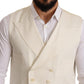 Elegant Cream Woolen Double-Breasted Vest