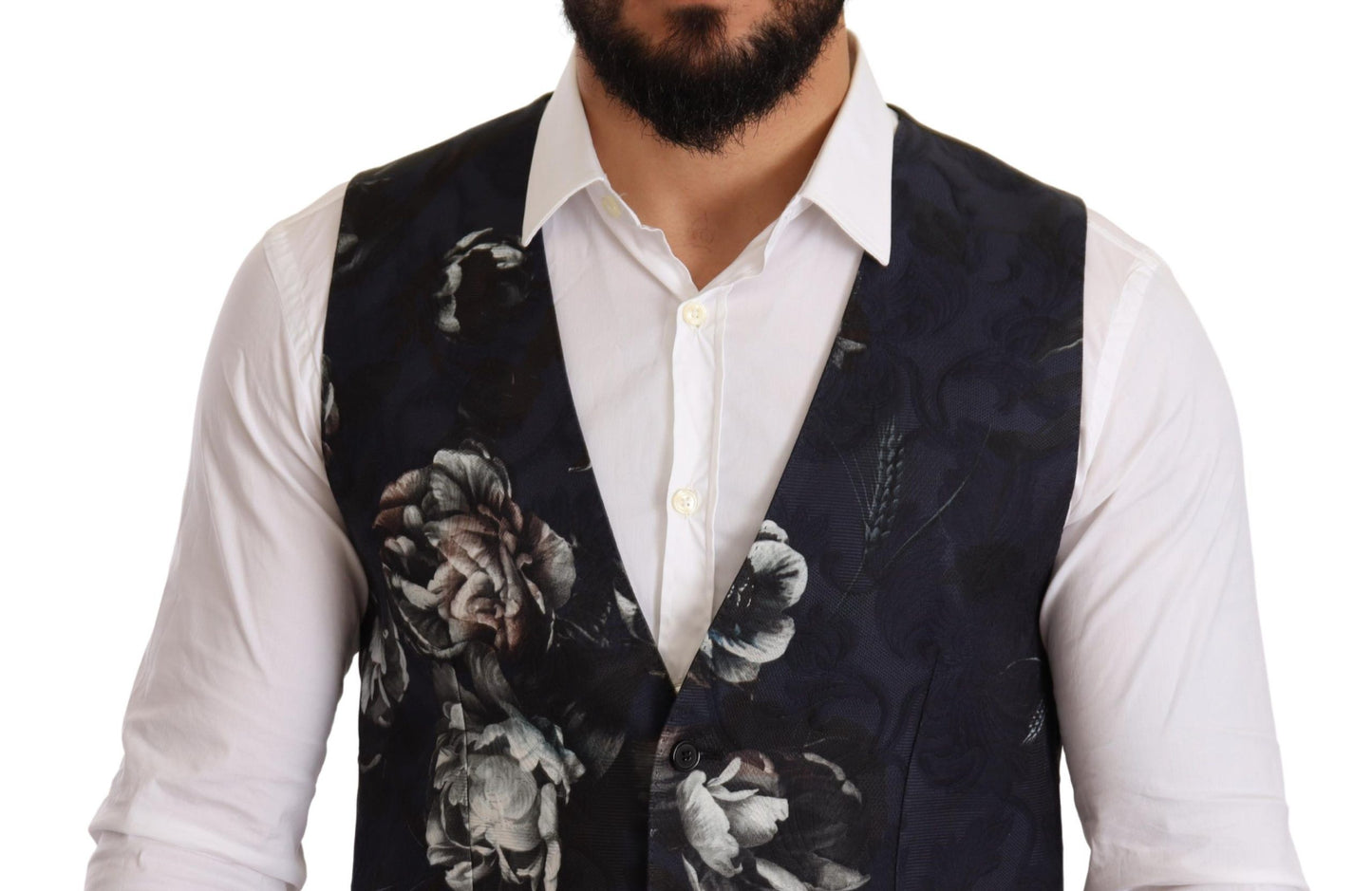 Elegant Floral Silk-Blend Mens Vest