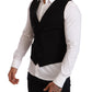 Elegant Black Double-Breasted Wool Vest