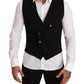 Elegant Black Double-Breasted Wool Vest