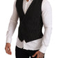 Elegant Black Striped Formal Dress Vest