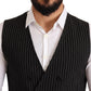 Elegant Black Striped Formal Dress Vest
