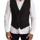 Elegant Black Striped Formal Dress Vest