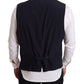 Elegant Blue Wool and Silk Dress Vest