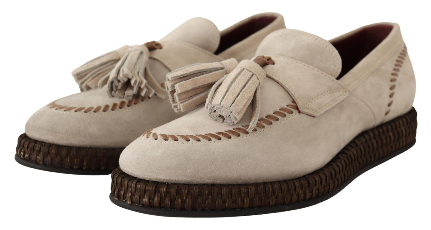 Elegant Cream Suede Espadrille Sneakers