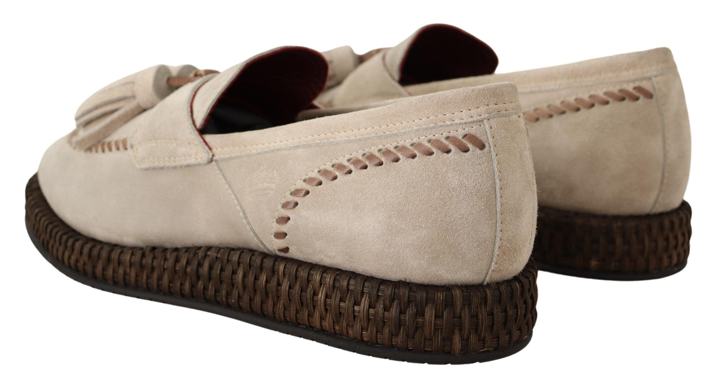 Elegant Cream Suede Espadrille Sneakers