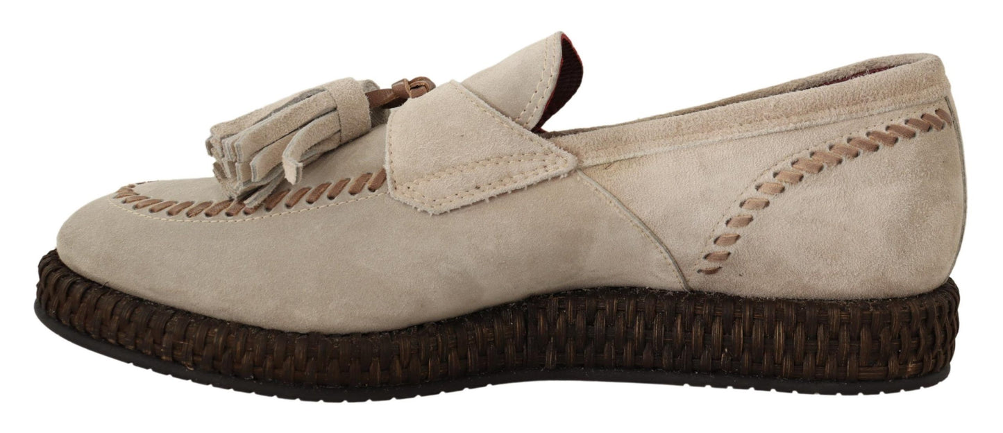 Elegant Cream Suede Espadrille Sneakers
