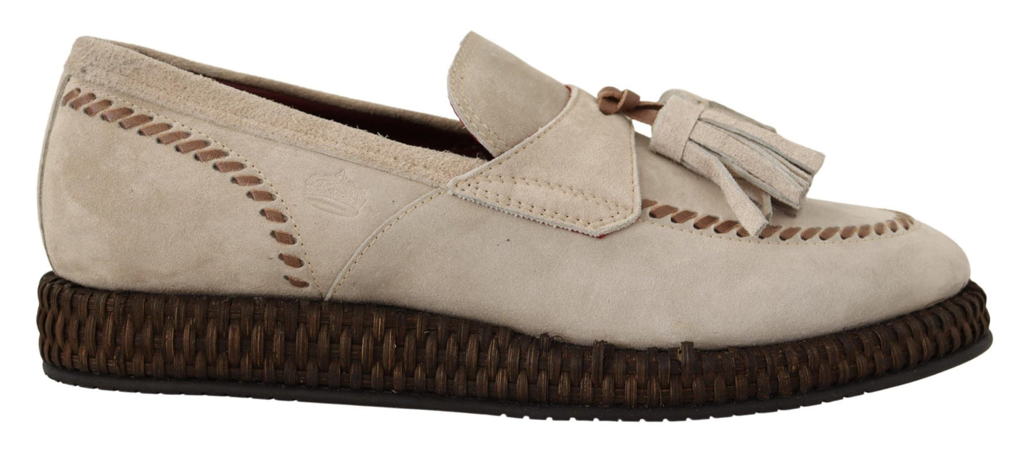 Elegant Cream Suede Espadrille Sneakers