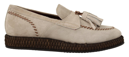 Elegant Cream Suede Espadrille Sneakers