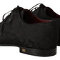 Elegant Black Jacquard Derby Shoes
