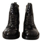 Elegant Black Leather Lace-Up Boots