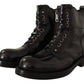 Elegant Black Leather Lace-Up Boots