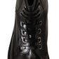 Elegant Black Leather Lace-Up Boots