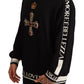 Embroidered Crown & Cross Black Sweater