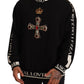 Embroidered Crown & Cross Black Sweater