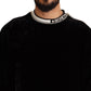 Elegant Black Silk-Trimmed Velvet Sweater
