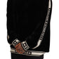 Elegant Black Silk-Trimmed Velvet Sweater