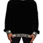 Elegant Black Silk-Trimmed Velvet Sweater