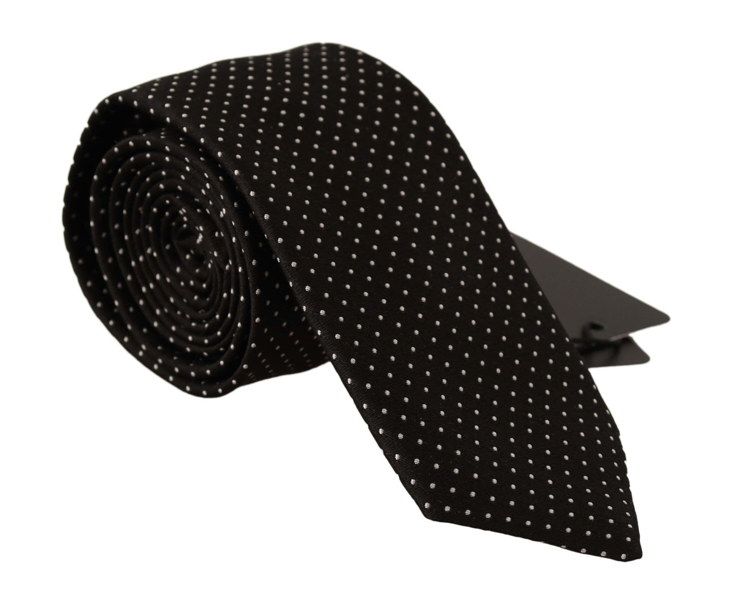 Elegant Black Silk Polka Dot Tie