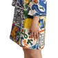 Elegant Multicolor Majolica Print Flared Dress