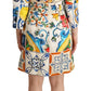 Elegant Multicolor Majolica Print Flared Dress