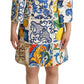 Elegant Multicolor Majolica Print Flared Dress