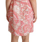 Pink Floral Jacquard Pleated Sheath Dress