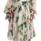 Elegant White Floral Silk Midi Dress