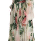 Elegant White Floral Silk Midi Dress