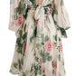 Elegant White Floral Silk Midi Dress