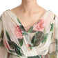 Elegant White Floral Silk Midi Dress