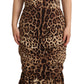 Silk Blend Leopard Print Midi Dress