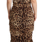 Silk Blend Leopard Print Midi Dress