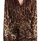 Elegant Leopard Silk Robe Top