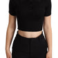 Elegant Cashmere-Silk Cropped Polo Top