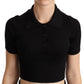 Elegant Cashmere-Silk Cropped Polo Top