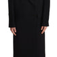 Elegant Double Breasted Black Trench Coat