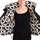 Luxurious Black Puffer Jacket with Logo Ribbons