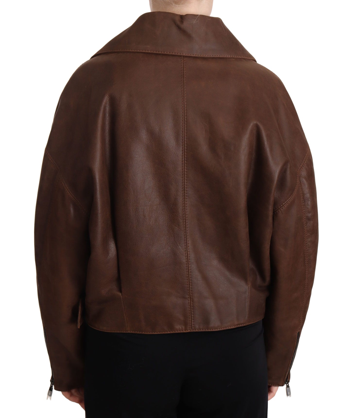 Chic Brown Leather Biker Jacket