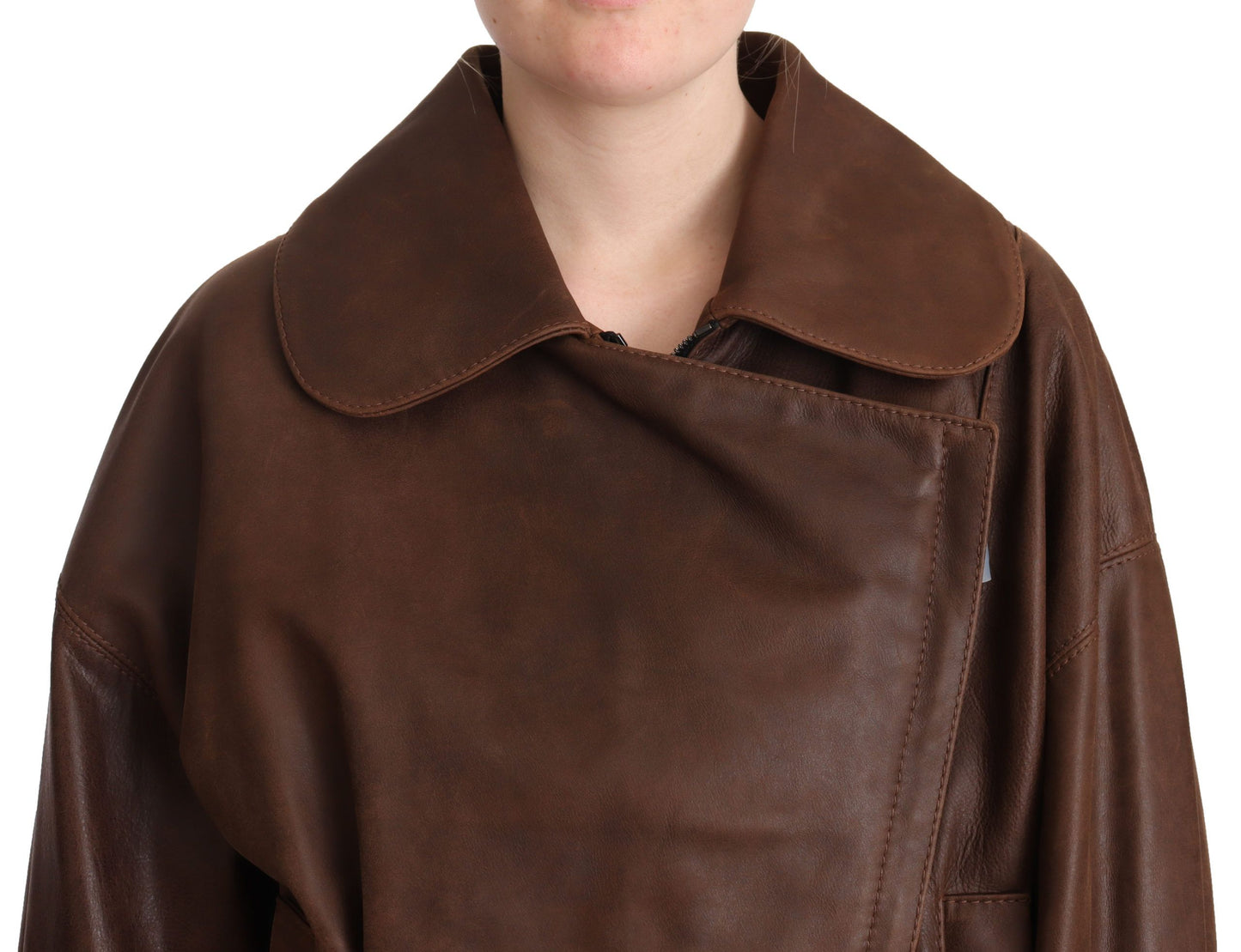 Chic Brown Leather Biker Jacket