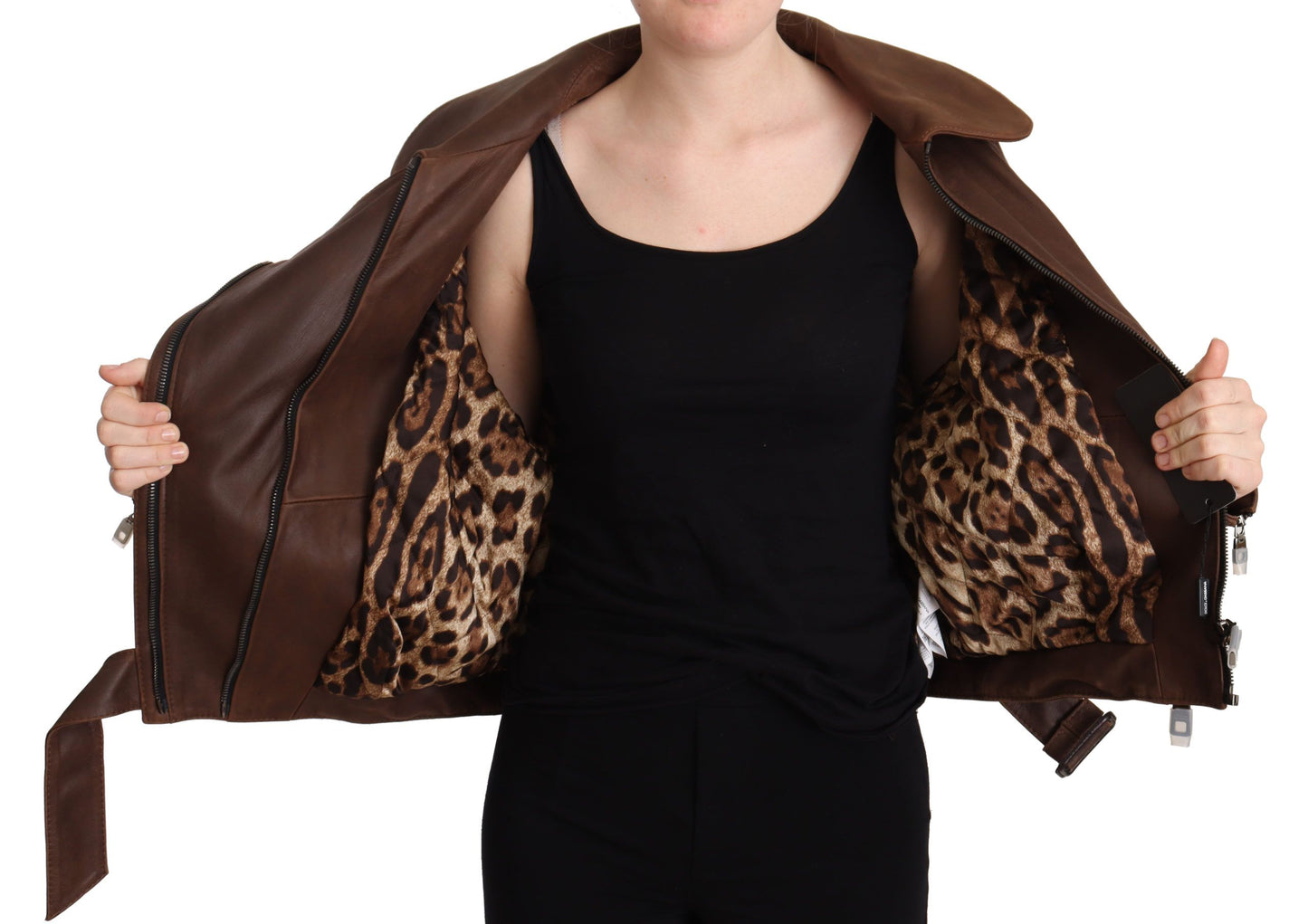 Chic Brown Leather Biker Jacket