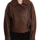 Chic Brown Leather Biker Jacket