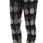 Black Pineapple Print Skinny Capri Pants